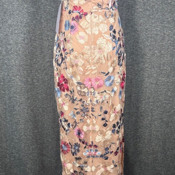 JS Collections Magnolia Pleat-Sleeve Floral Gown Rose Gold Multi Size 2 - Picture 9 of 15